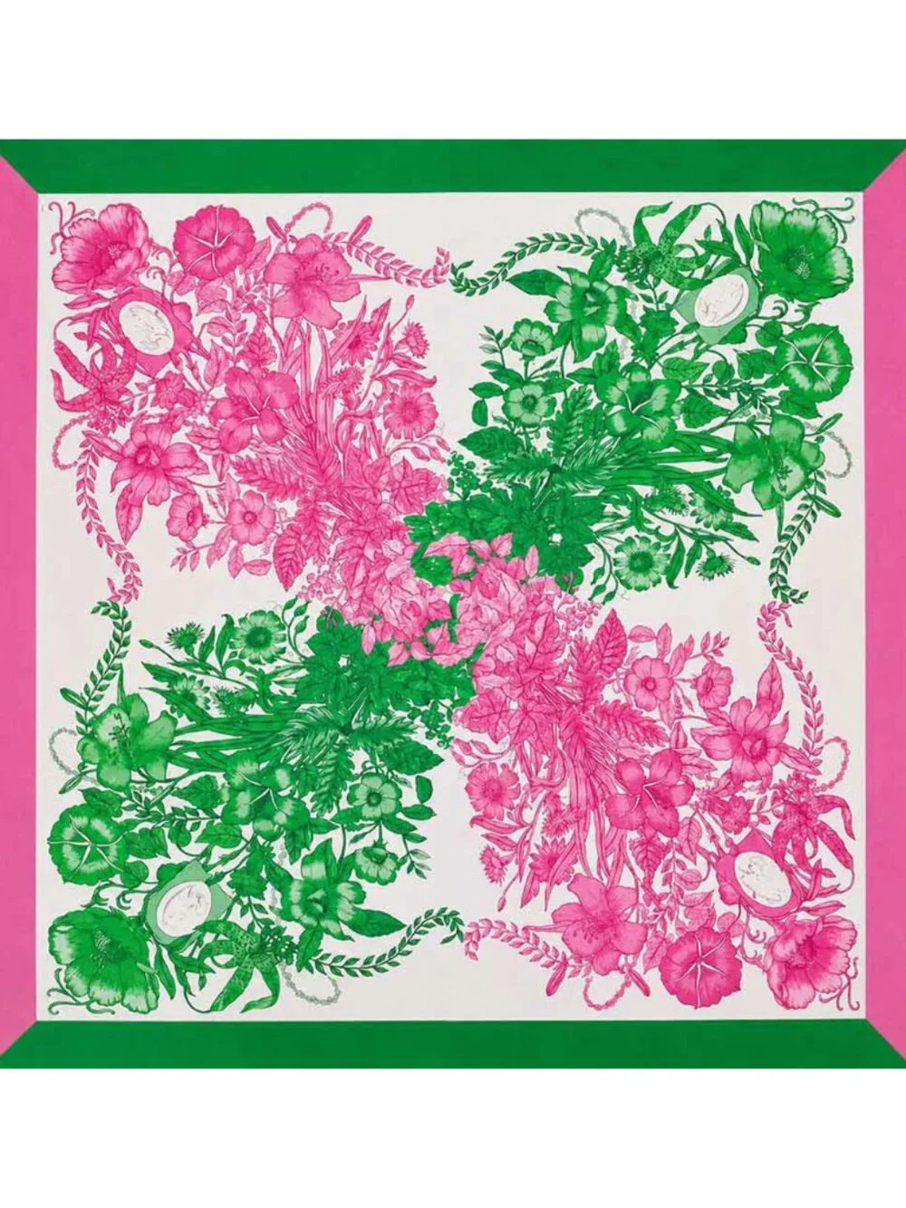 Tigerstars Abstract Pink Green Botanical Floral Pattern Print Square Scarf
